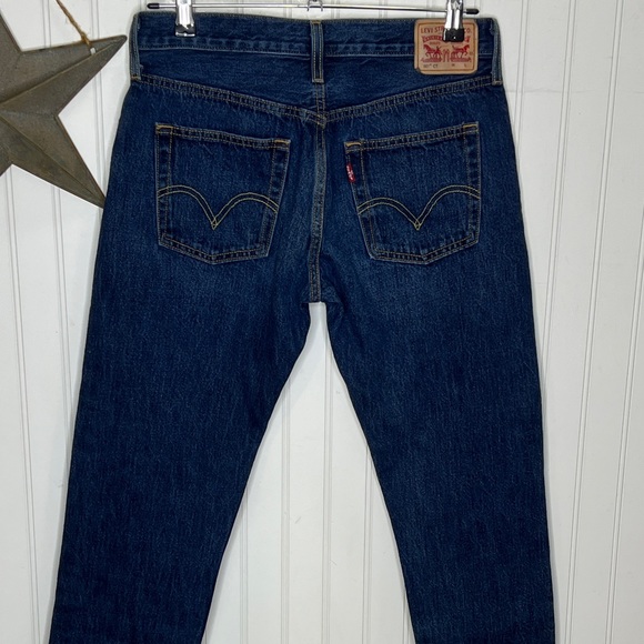 Levi's 501CT Dark Blue Straight Jeans - Picture 9 of 14